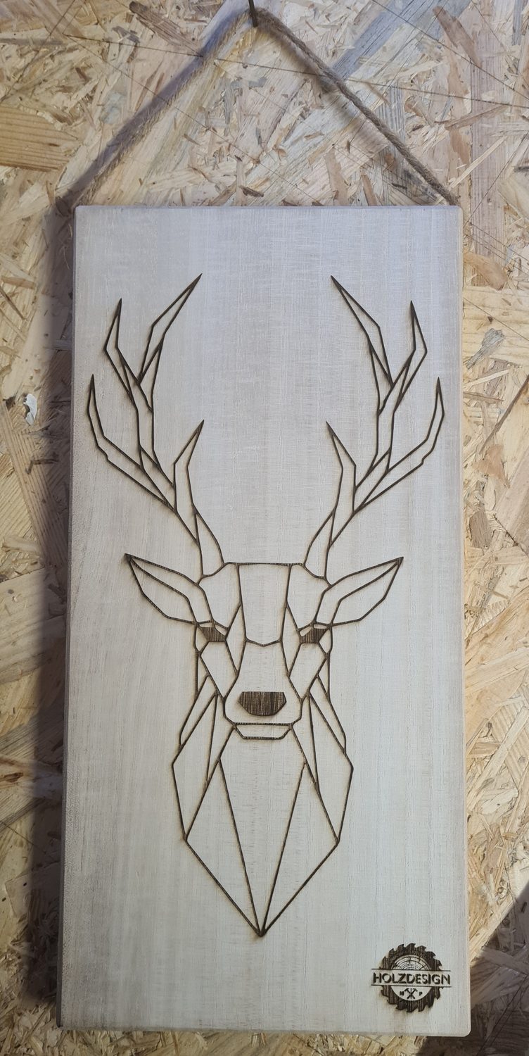 Holzschild mit Weihnachtsmotiv "Hirsch Modern"